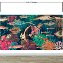Carregar imagem no visualizador da galeria, Vintage Retro Underwater Marine Sea Life Wall Mural. Beach / Nautical / Marine Life Theme Peel and Stick Wallpaper. #6442