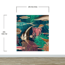Carregar imagem no visualizador da galeria, Vintage Retro Underwater Marine Sea Life Wall Mural. Beach / Nautical / Marine Life Theme Peel and Stick Wallpaper. #6442