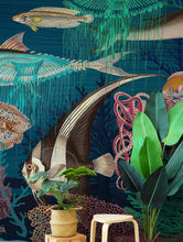 Carregar imagem no visualizador da galeria, Vintage Retro Underwater Marine Sea Life Wall Mural. Beach / Nautical / Marine Life Theme Peel and Stick Wallpaper. #6442
