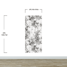 Carregar imagem no visualizador da galeria, Vintage Flower Pattern Illustration Wall Mural. Black and White Peel and Stick Wallpaper. #6443