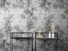 Carregar imagem no visualizador da galeria, Vintage Flower Pattern Illustration Wall Mural. Black and White Peel and Stick Wallpaper. #6443