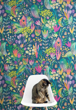 Carregar imagem no visualizador da galeria, Colorful Flower Garden with Bird House Illustration Wall Mural. #6444
