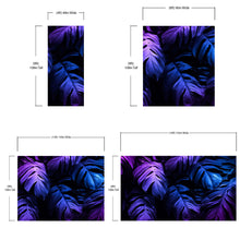 Carregar imagem no visualizador da galeria, Tropical Wallpaper Blue and Purple Leaf Wall Mural on Dark Background #6445