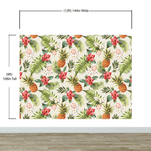 Carregar imagem no visualizador da galeria, Pineapple Tropical Vibe Wall Mural. Hawaiian Theme Peel and Stick Wallpaper. Paradise Vibe Theme Decor. #6447