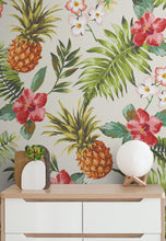 Carregar imagem no visualizador da galeria, Pineapple Tropical Vibe Wall Mural. Hawaiian Theme Peel and Stick Wallpaper. Paradise Vibe Theme Decor. #6447
