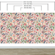 Load image into Gallery viewer, Flower Garden Illustration Wall Mural. Pastel Color Pattern Nursery, Bedroom, Kid’s Room Wall Decor. Peel and Stick Wallpaper. #6448