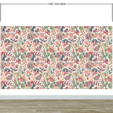 Load image into Gallery viewer, Flower Garden Illustration Wall Mural. Pastel Color Pattern Nursery, Bedroom, Kid’s Room Wall Decor. Peel and Stick Wallpaper. #6448