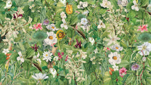 Load image into Gallery viewer, Botanical Vegetation Garden Wall Mural. Color Pencil Artwork of Flower Garden Peel and Stick Wallpaper. Rainforest Jungle Botanical Flowers and Leafs Background. #6449