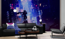 Carregar imagem no visualizador da galeria, Japanese Samurai in Cyberpunk Futuristic City of Japan Wall Mural. #6452