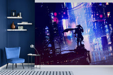 Carregar imagem no visualizador da galeria, Japanese Samurai in Cyberpunk Futuristic City of Japan Wall Mural. #6452
