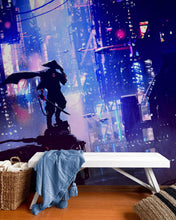 Carregar imagem no visualizador da galeria, Japanese Samurai in Cyberpunk Futuristic City of Japan Wall Mural. #6452