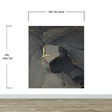 Carregar imagem no visualizador da galeria, Abstract Black and Gold Agate Marble Stone Pattern Wall Mural. Removable Peel and Stick Wallpaper. #6454