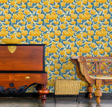 Carregar imagem no visualizador da galeria, Yellow Floral Flower Background Pattern Wall Mural. #6456