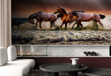 Load image into Gallery viewer, Wild Horses Galloping on Beach Wall Mural. Peel and Stick Wallpaper. #6458