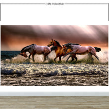Load image into Gallery viewer, Wild Horses Galloping on Beach Wall Mural. Peel and Stick Wallpaper. #6458