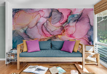 Carregar imagem no visualizador da galeria, Abstract Alcohol Ink Pattern Wall Mural. Agate Design. Removable Peel and Stick Wallpaper. #6461