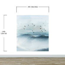 Carregar imagem no visualizador da galeria, Birds Migrating Over Mountain Wall Mural. Asian Theme Peel and Stick Wallpaper. #6467
