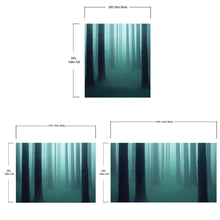 Carregar imagem no visualizador da galeria, Foggy Forest Wall Mural. Emerald Green Mist Wallpaper. #6476