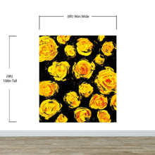 Carregar imagem no visualizador da galeria, Flower Wallpaper Peel and Stick Wall Mural. Yellow Flowers on Black Background. #6499