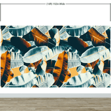 Carregar imagem no visualizador da galeria, Tropical Leaves Foliage Abstract Wall Mural. Dark Color Patterns. #6479