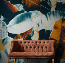 Carregar imagem no visualizador da galeria, Tropical Leaves Foliage Abstract Wall Mural. Dark Color Patterns. #6479