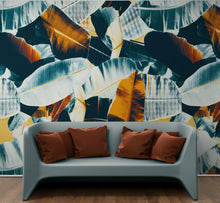 Carregar imagem no visualizador da galeria, Tropical Leaves Foliage Abstract Wall Mural. Dark Color Patterns. #6479
