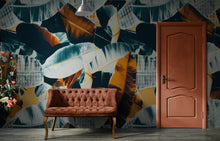 Carregar imagem no visualizador da galeria, Tropical Leaves Foliage Abstract Wall Mural. Dark Color Patterns. #6479