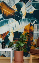 Carregar imagem no visualizador da galeria, Tropical Leaves Foliage Abstract Wall Mural. Dark Color Patterns. #6479
