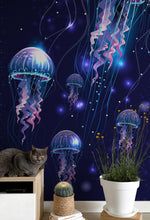 Carregar imagem no visualizador da galeria, Jellyfish Wallpaper. Underwater Ocean Scene Wall Mural. #6480
