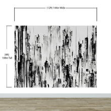 Carregar imagem no visualizador da galeria, Black and Gray Urban City Wall Mural. Cyber Punk Cityscape. Minimalist Abstract Building Architect Wallpaper. #6487