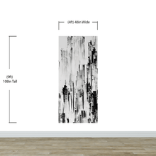 Carregar imagem no visualizador da galeria, Black and Gray Urban City Wall Mural. Cyber Punk Cityscape. Minimalist Abstract Building Architect Wallpaper. #6487