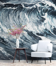 Carregar imagem no visualizador da galeria, Great Wave Abstract Painting, Grey Color Scheme. #6488