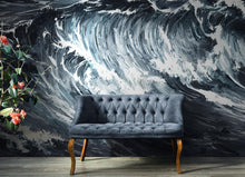 Carregar imagem no visualizador da galeria, Great Wave Abstract Painting, Grey Color Scheme. #6488