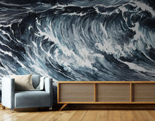 Carregar imagem no visualizador da galeria, Great Wave Abstract Painting, Grey Color Scheme. #6488