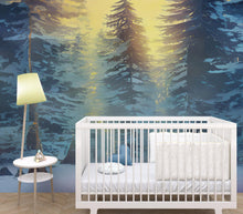 Carregar imagem no visualizador da galeria, Big Sequoia Tree Wall Mural. Snow on Trees Peel and Stick Wall Mural. #6490