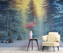 Carregar imagem no visualizador da galeria, Big Sequoia Tree Wall Mural. Snow on Trees Peel and Stick Wall Mural. #6490
