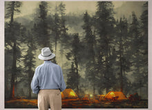 Carregar imagem no visualizador da galeria, Camping Under the Stars Painting Wallpaper. Woodland Forest Wall Mural. Nature Wall Decor. #6492