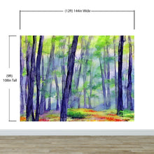 Load image into Gallery viewer, Watercolor Forest Wallpaper. Colorful Forest Peel and Stick Wall Mural. #6493