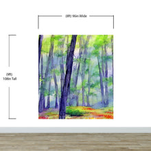 Load image into Gallery viewer, Watercolor Forest Wallpaper. Colorful Forest Peel and Stick Wall Mural. #6493