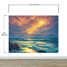 Carregar imagem no visualizador da galeria, Dramatic Scene of a Sunset Over Blue Ocean Wall Mural Peel and Stick Wallpaper. #6495