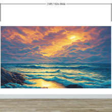 Carregar imagem no visualizador da galeria, Dramatic Scene of a Sunset Over Blue Ocean Wall Mural Peel and Stick Wallpaper. #6495
