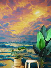 Carregar imagem no visualizador da galeria, Dramatic Scene of a Sunset Over Blue Ocean Wall Mural Peel and Stick Wallpaper. #6495