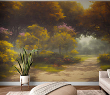 Carregar imagem no visualizador da galeria, Vintage Trees in Park Wallpaper. Peel and Stick Wall Mural. #6496