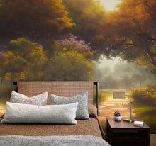 Carregar imagem no visualizador da galeria, Vintage Trees in Park Wallpaper. Peel and Stick Wall Mural. #6496
