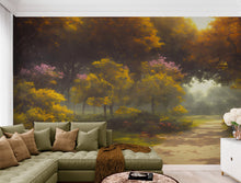 Carregar imagem no visualizador da galeria, Vintage Trees in Park Wallpaper. Peel and Stick Wall Mural. #6496