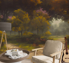 Carregar imagem no visualizador da galeria, Vintage Trees in Park Wallpaper. Peel and Stick Wall Mural. #6496