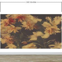 Carregar imagem no visualizador da galeria, Vintage Dark Background with Yellow Flowers Botanical Wallpaper. #6497