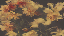 Carregar imagem no visualizador da galeria, Vintage Dark Background with Yellow Flowers Botanical Wallpaper. #6497