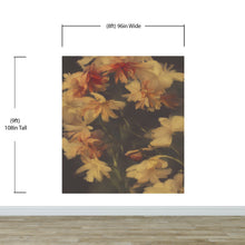 Carregar imagem no visualizador da galeria, Vintage Dark Background with Yellow Flowers Botanical Wallpaper. #6497