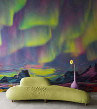 Load image into Gallery viewer, Aurora Borealis Wallpaper, Peel and Stick Wall Mural. Northern Lights Art Painting. Colorful Wallpaper. #6498